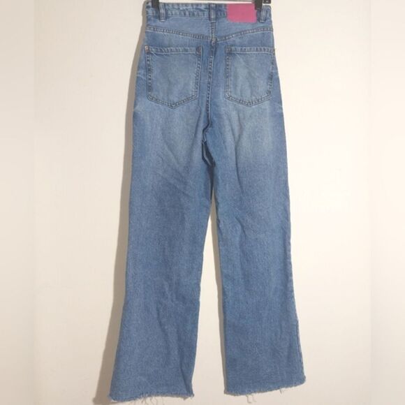 Denim Collection Lefties European Distressed High Waist Wide Leg Jeans 26 EUC - Picture 5 of 11